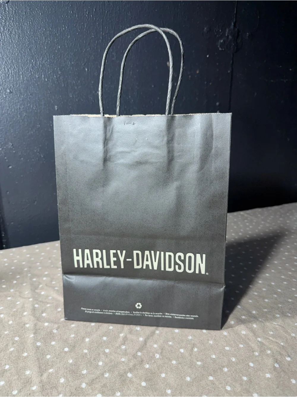 Harley-Davidson Black Paper Gift Bag with White Logo
